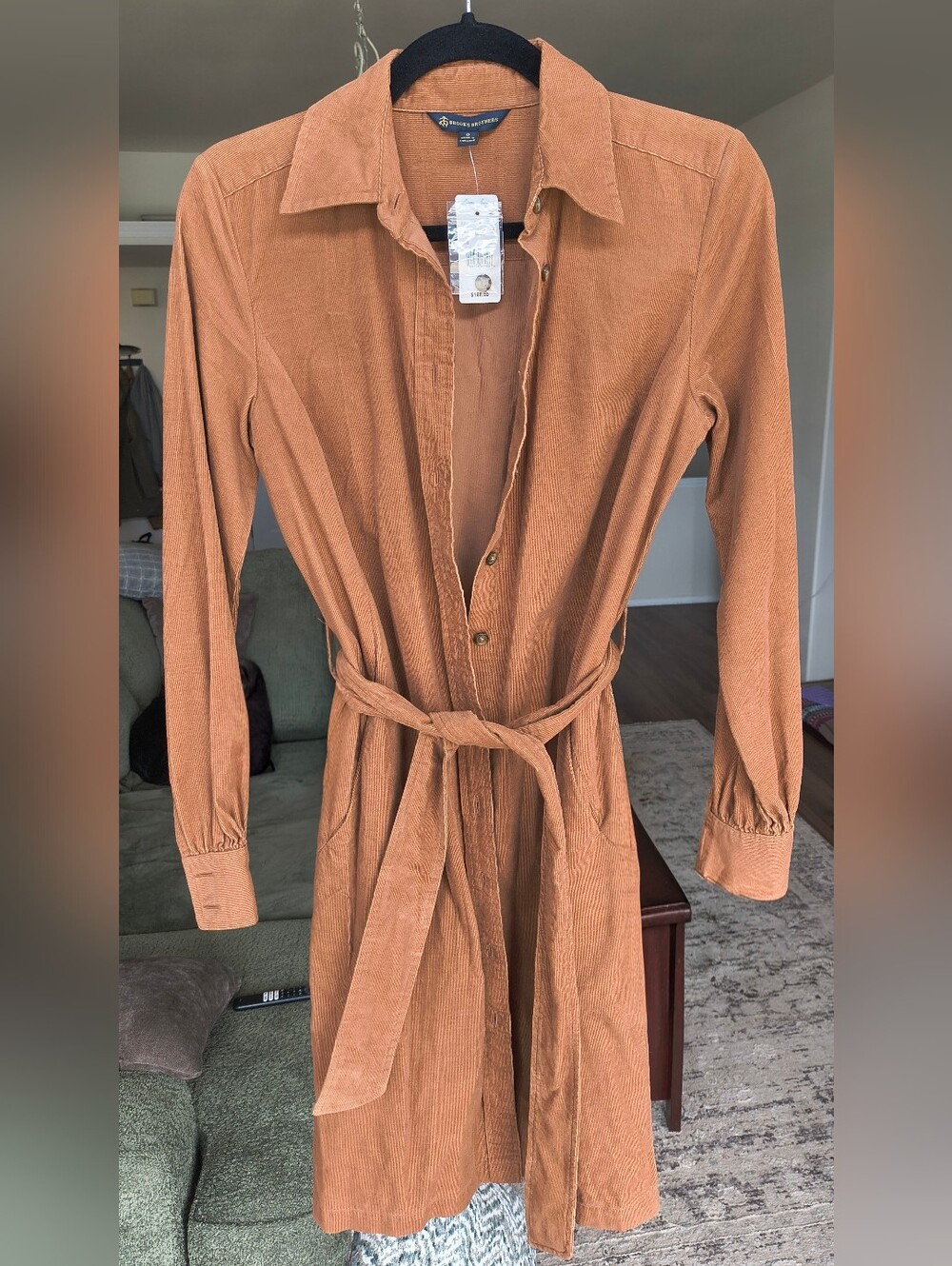 Brooks Brothers Women's Corduroy Shirt Dress Chestnut Size 0 NWT